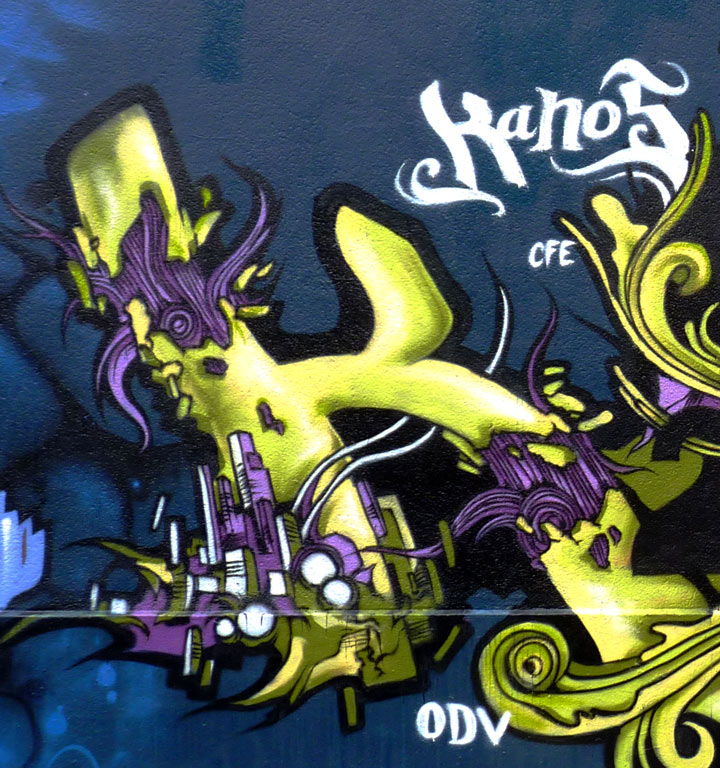 a graffiti made by alex kanos in pyrennees street in paris
