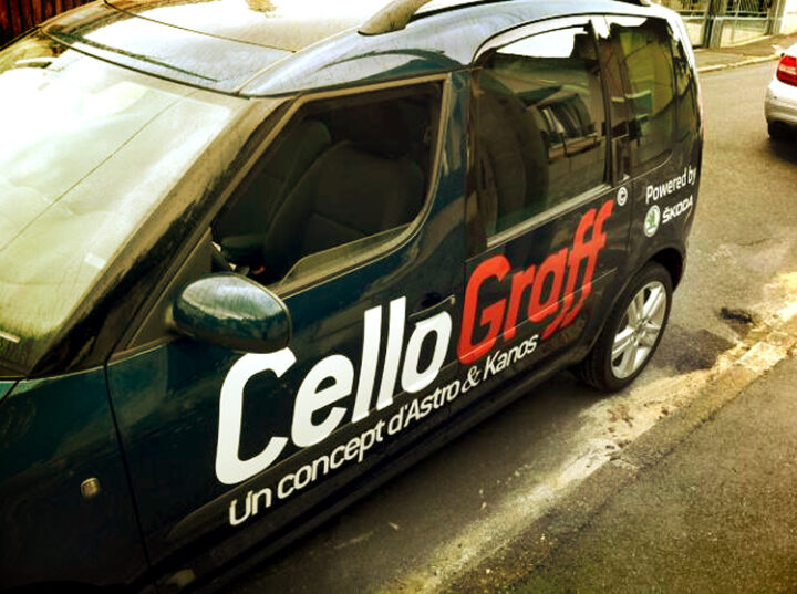 CELLOGRAFF / COMPILATION SKODA EUROPEAN TOUR 2012 a skoda with a sticker cellograff used to make an european tour of graffiti