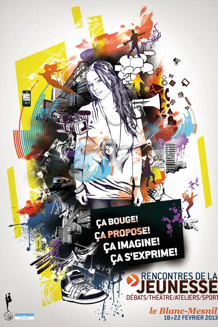 A graphic design made by Alex Kanos for Blanc-Mesnil a poster about youth meeting by alex kanos
