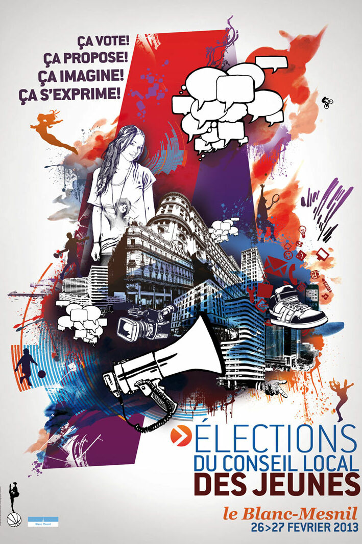 A graphic design made by Alex Kanos for Blanc-Mesnil poster for cityhall of blanc-mesnil