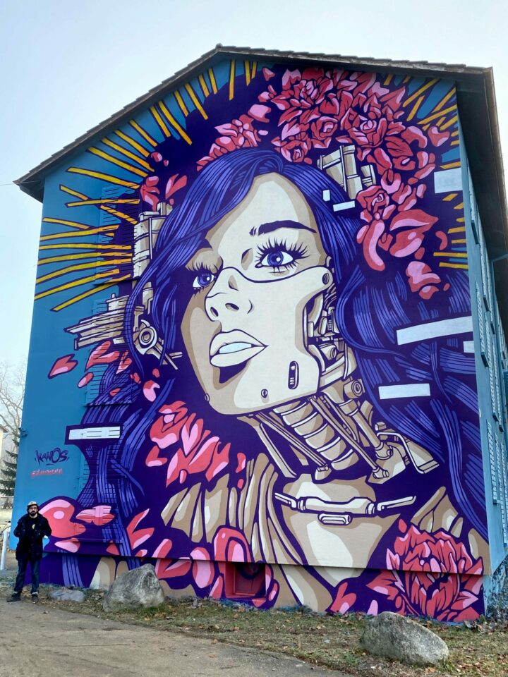 Judith a street art wall made by alex kanos with spraycan