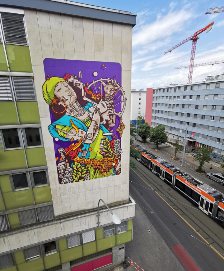 Salome A huge mural in Geneva made by alex kanos