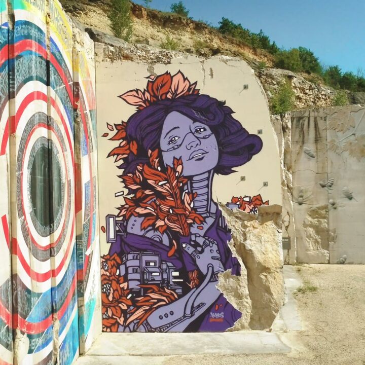 Street Art Mural made by Alex Kanos in La Karriere OPHELIE LA KARRIERE 2024