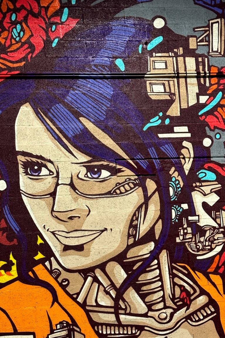 A Street Art Mural paint by Alex Kanos in Geneva a close-up of an indoor mural made by alex kanos in geneva