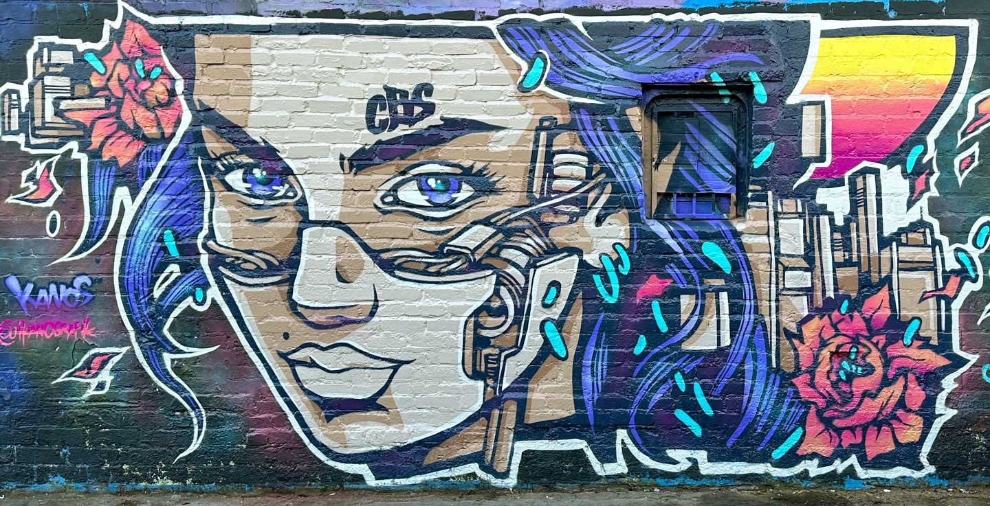 Mural by Alex Kanos in LA Street art Mural made by Alex Kanos in LA