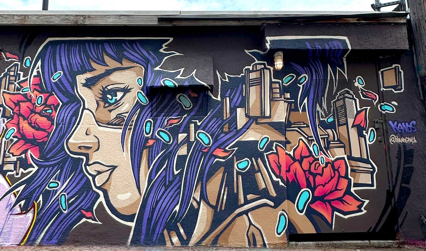 Street art made by Alex Kanos in Long Beach Street art Mural made by Alex Kanos in Long Beach