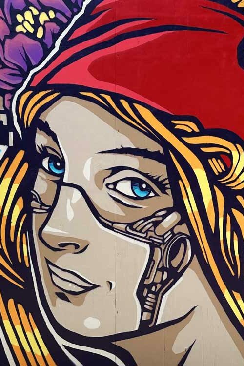 Public street art mural in Gonesse, France created by Alex Kanos