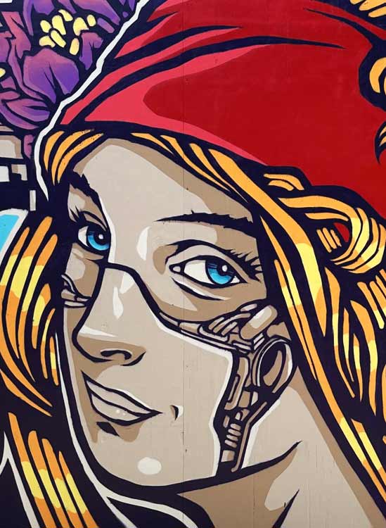 Public street art mural in Gonesse, France created by Alex Kanos