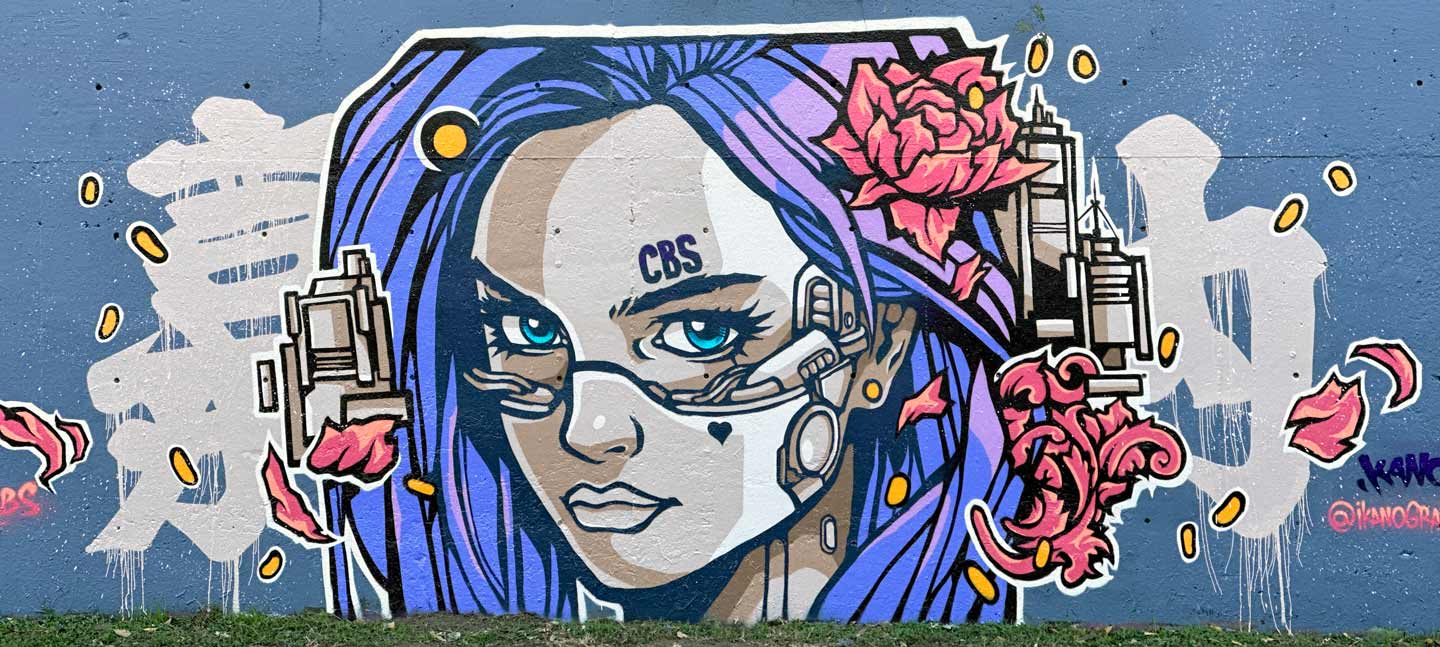 Second mural in Austin Texas created during The Road Warriors 2025 USA road trip