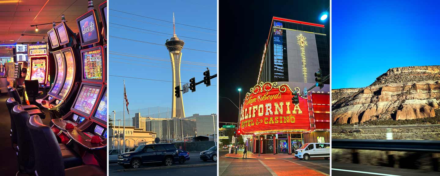 Las Vegas night atmosphere captured during The Road Warriors 2025 street art road trip