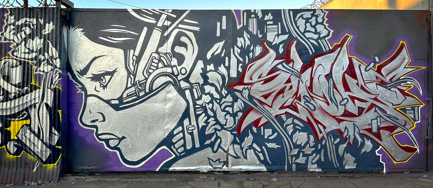 Second mural painted in Los Angeles during The Road Warriors 2025 street art project