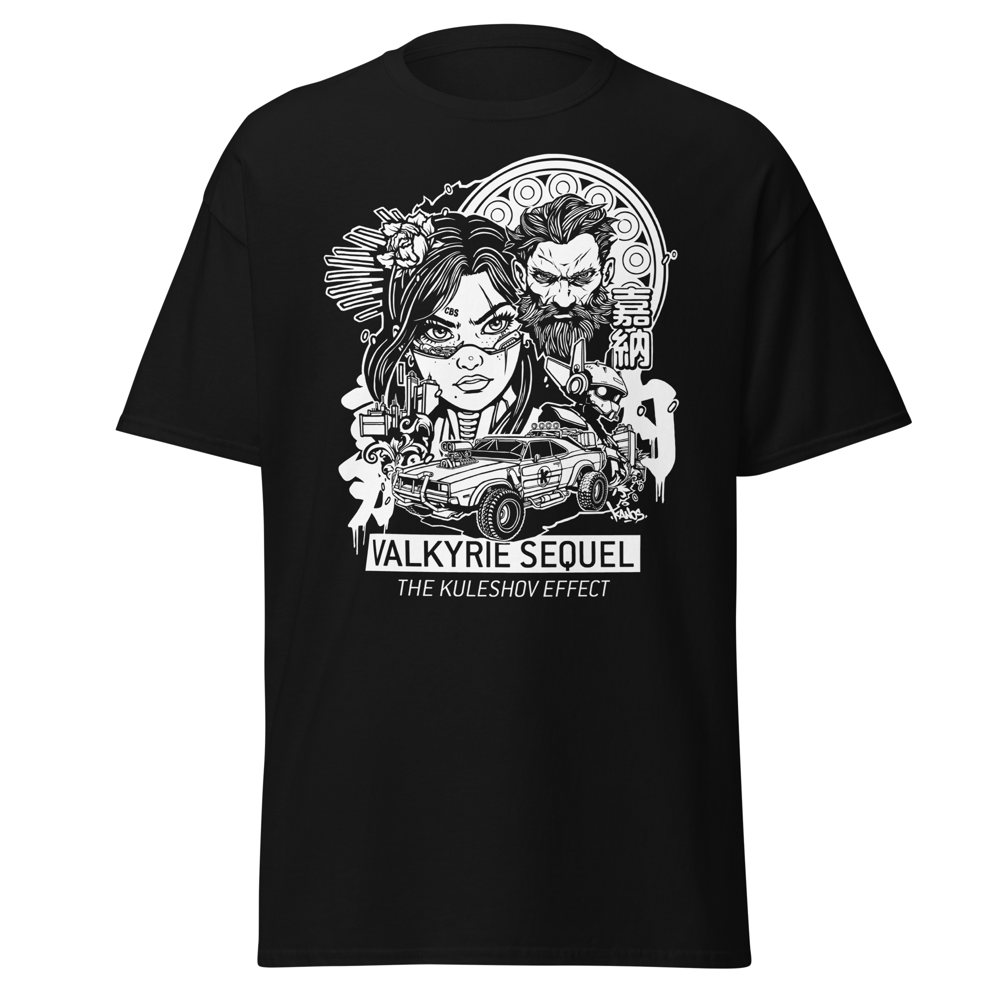 V SEQUEL Shirt featuring Alex Kanos’ Valkyrie Sequel cyberpunk artwork