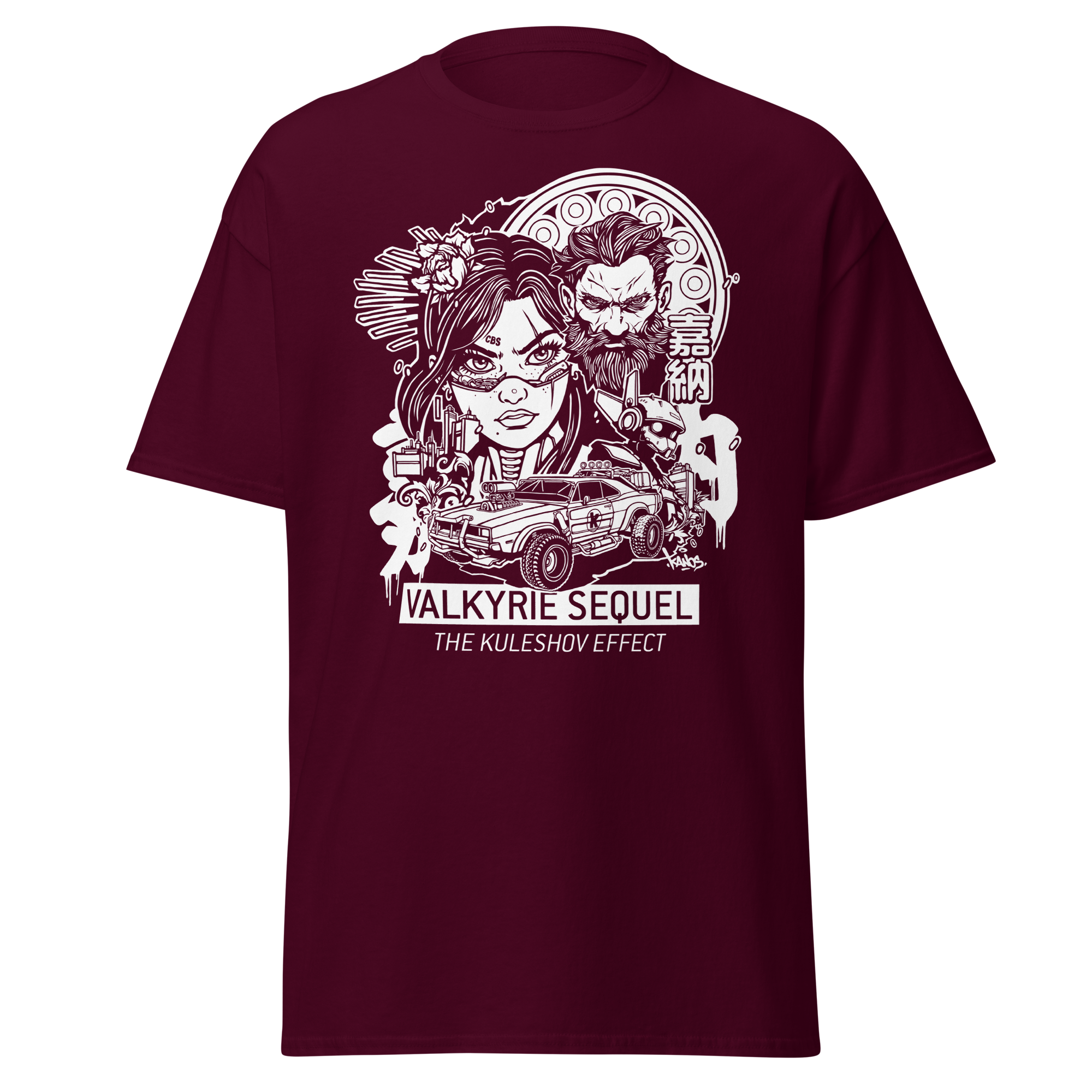 V SEQUEL Shirt featuring Alex Kanos’ Valkyrie Sequel cyberpunk artwork