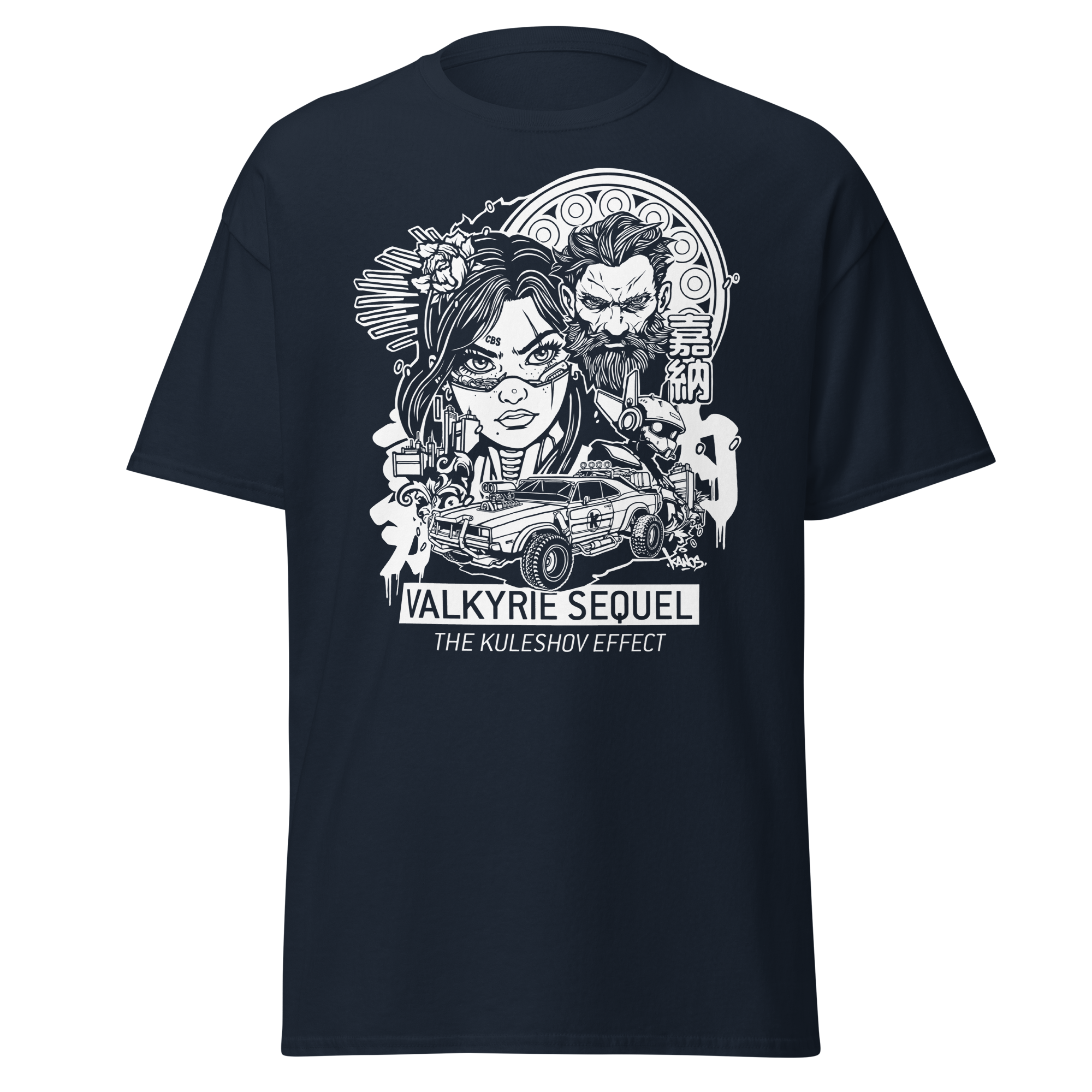 V SEQUEL Shirt featuring Alex Kanos’ Valkyrie Sequel cyberpunk artwork